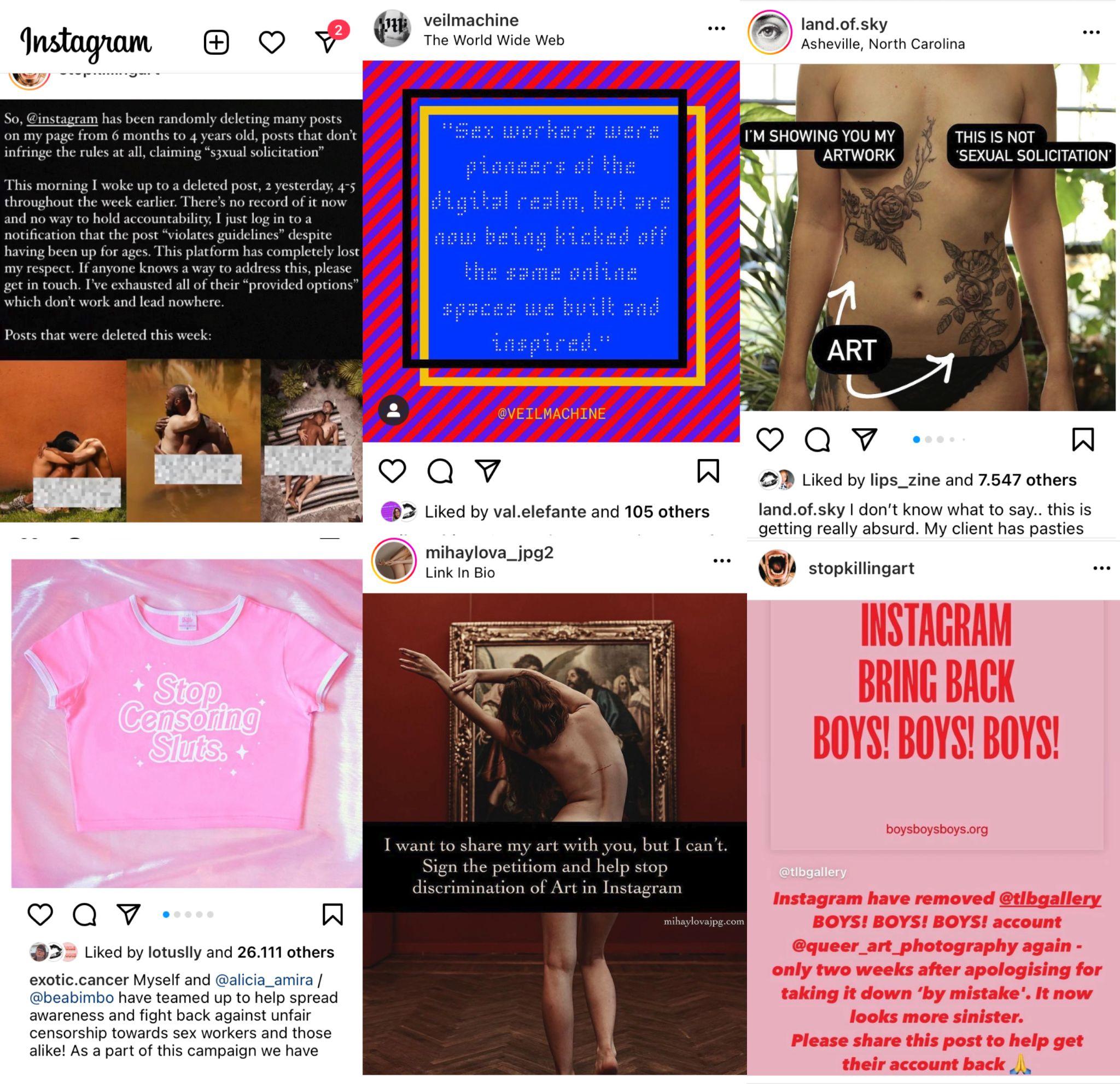 (Examples of artists, sex workers, and activists speaking out about censorship of their images online) SESTA/FOSTA