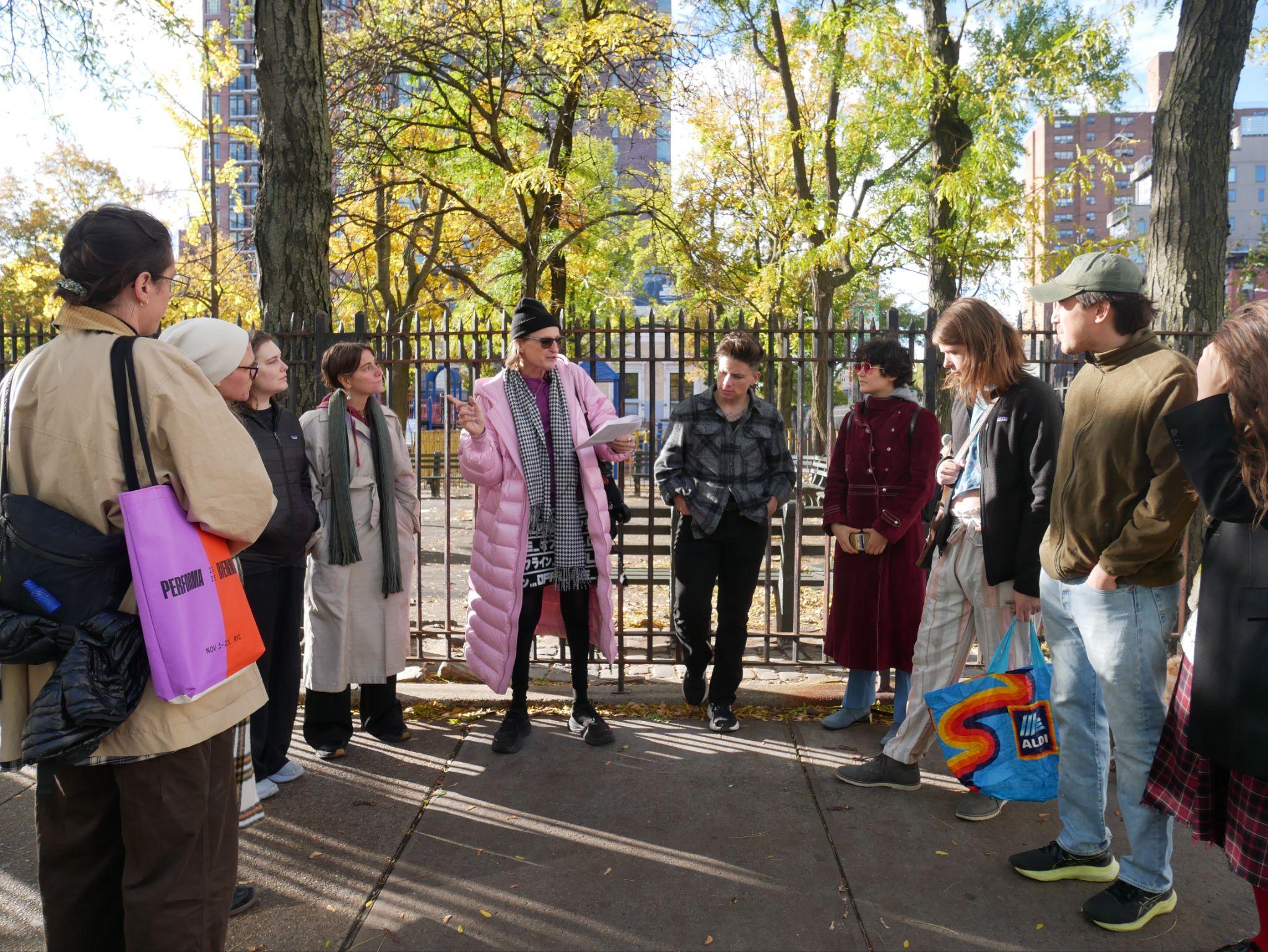 Performa Biennial 2025. “Walking Tour: McKenzie Wark,” 2025. Photographed by Dylan Sherman.