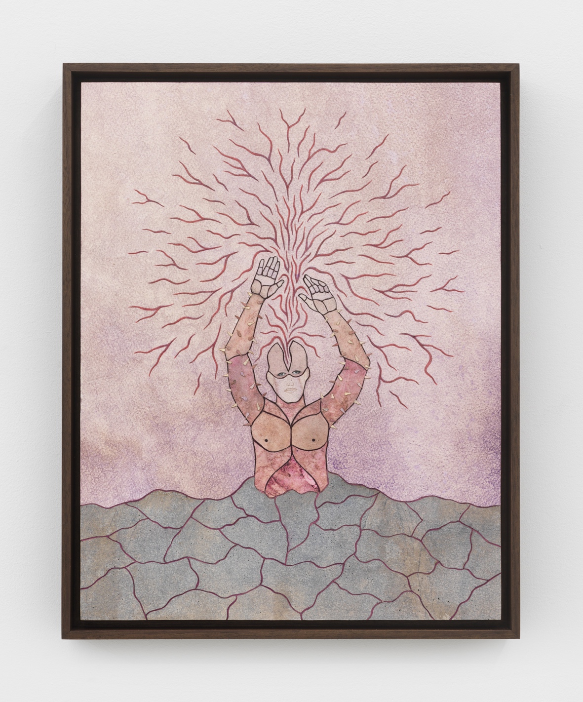A painting of a person holding up their handsDescription automatically generated